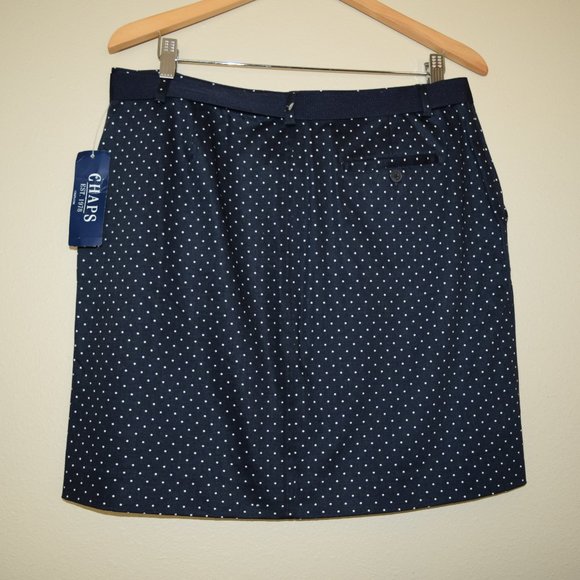 NWT CHAPS Navy White Polka Dots Straight Pencil Mini SKIRT $50 Stretch N15 - Picture 4 of 7